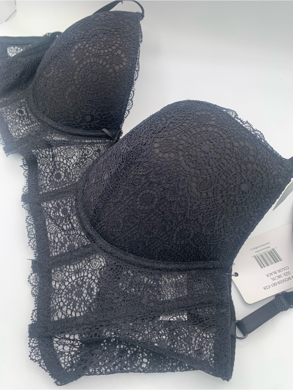 NWT French Affair Black Lace Push-Up Ultimate Plunge Bralette 38C XL Underwire